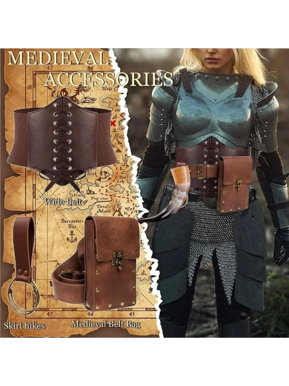 Medieval Corset Belt Pouch Fanny Pack Waist Bag for Phone & Costume Accessories